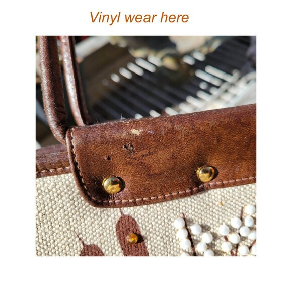 Enid Collins Cattails Bejeweled Handbag Orange Yellow White Flowers Rhinestones - Picture 13 of 16